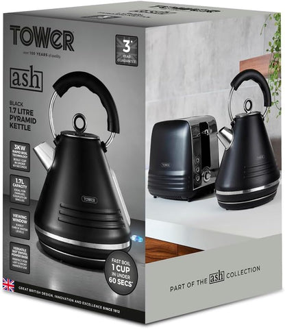 Tower Ash Pyramid Kettle Rapid Boiling T10074BLK (Black)