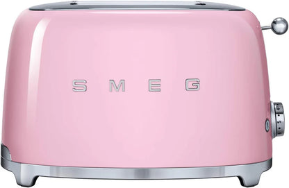 SMEG Retro Kettle & 2 Slice Toaster Matching Kitchen Set (Pastel Pink)