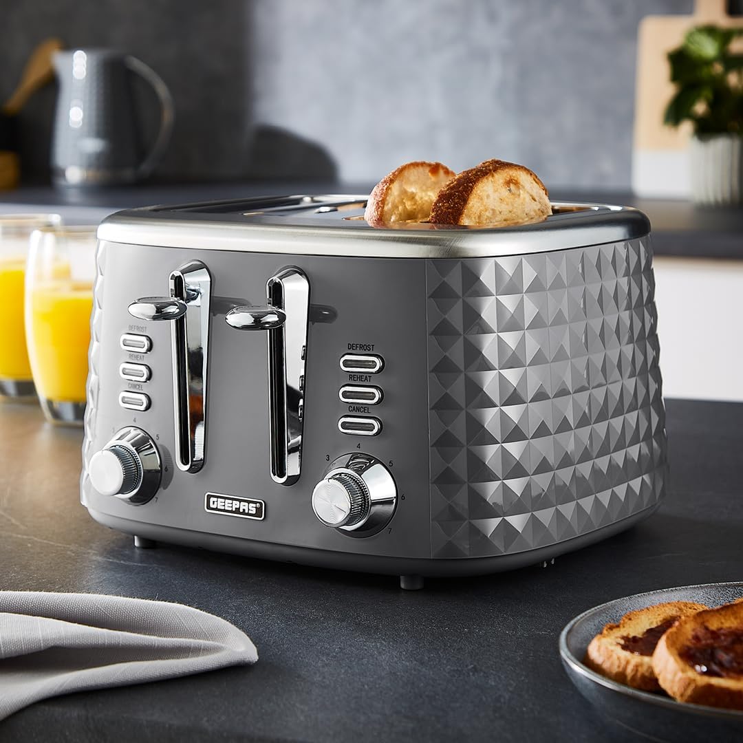 GEEPAS Argyle 4 Slice Toaster GBT36552UK-GR (Grey)