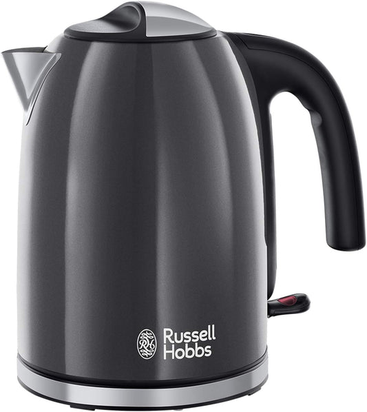 Russell Hobbs Colours Cordless Kettle with Black Handle 20414 (Grey)