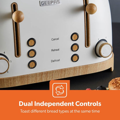 GEEPAS NordiQ 4 Slice Toaster GBT36561UK-CR (Cream)