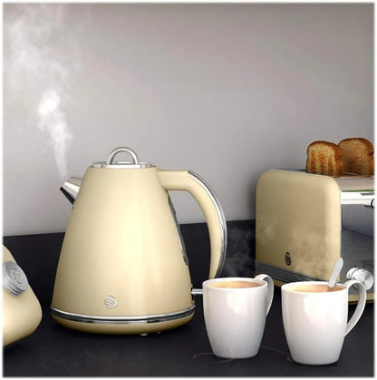 Swan Retro Cream Kitchen Set - Coffee Machine, Kettle, Toaster, Canisters