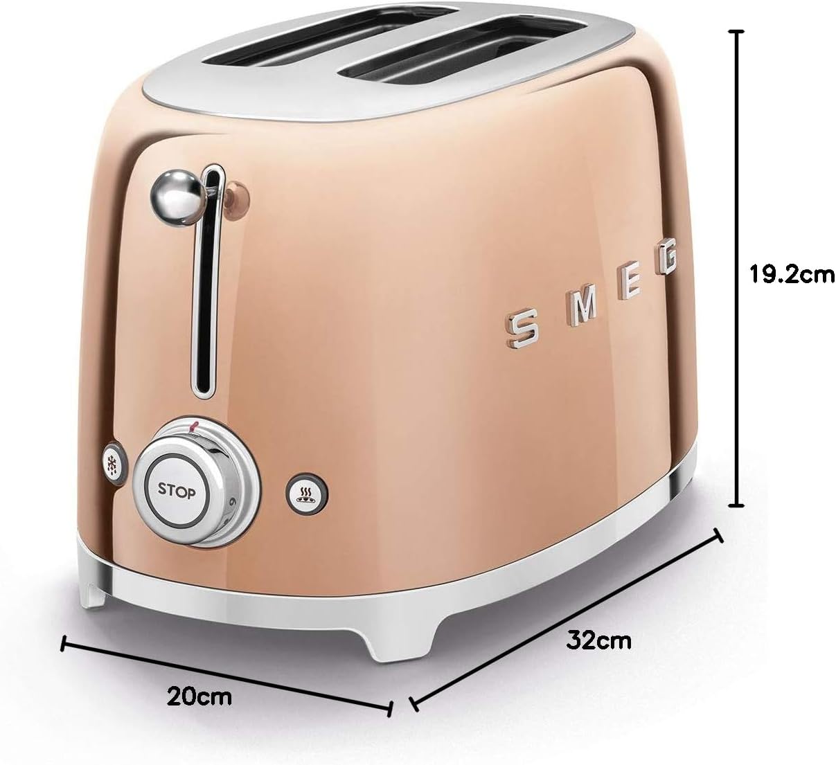 SMEG Retro 2 Slice Toaster TSF01RGUK (Rose Gold/Copper)