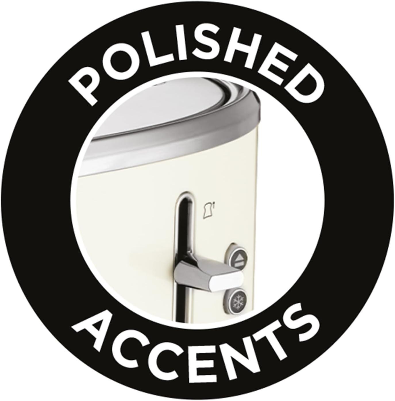 Polished accent lever badge for a cream toaster