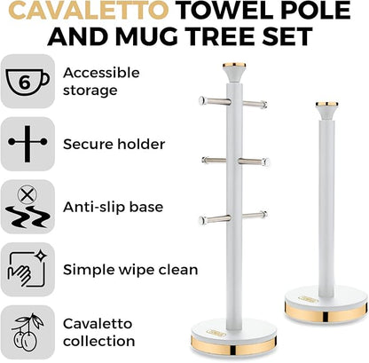 Tower Cavaletto Optic White 5pc Kitchen Set Canisters Towel Pole Mug Tree