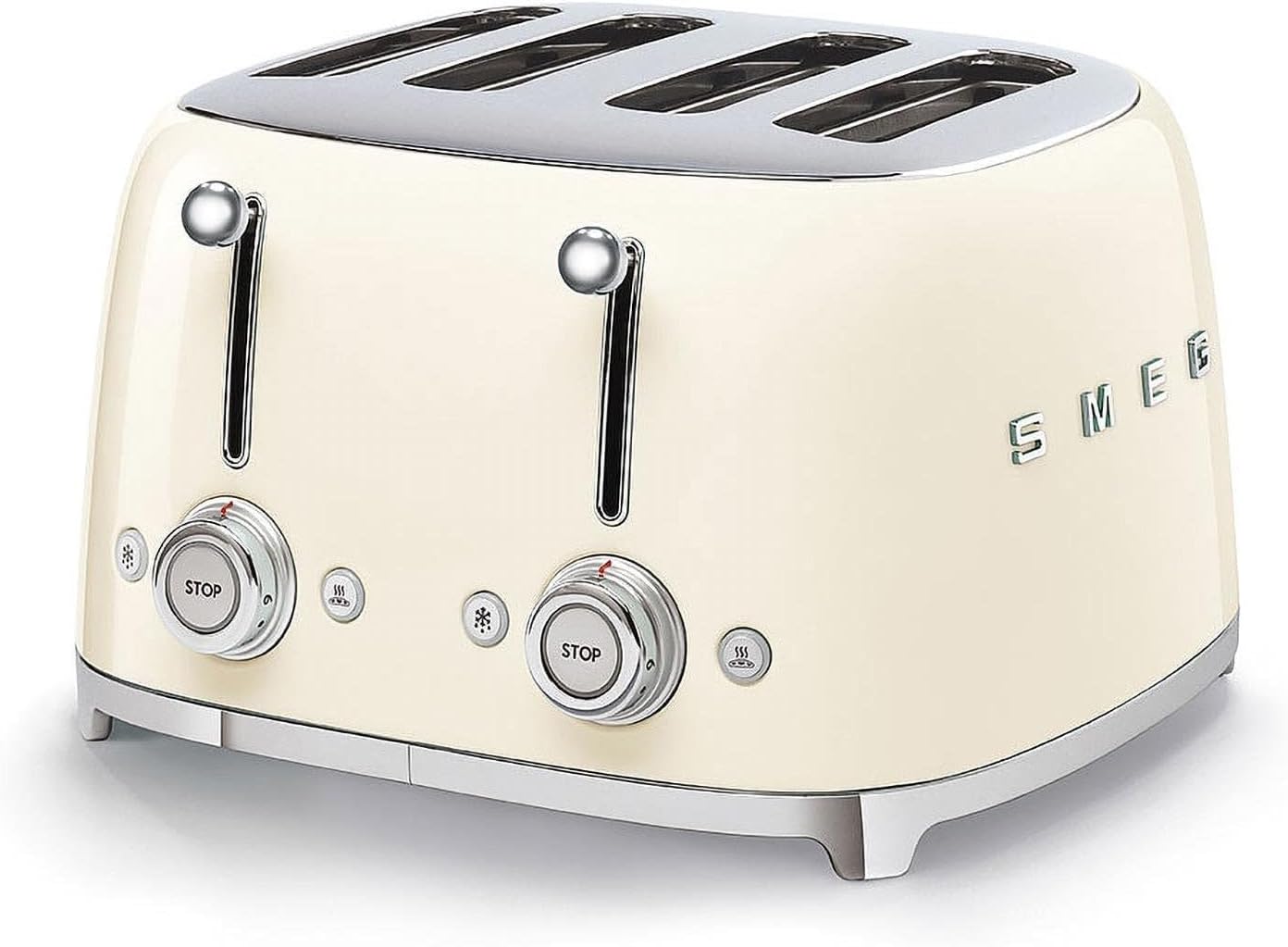 SMEG Cream Beige 4 Slice Toaster Retro Wide Slots TSF03CRUK