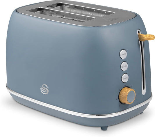 Swan Fjord 2-Slice Toaster with Wooden Accents ST19030GRY (Grey)