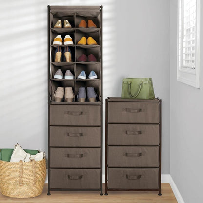 Mdesign Shoe Rack Canvas Hallway Storage Organiser Unit (Brown)