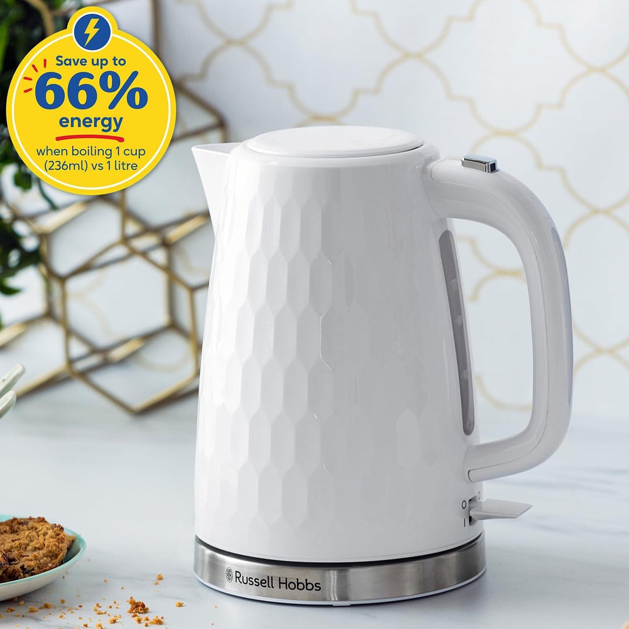 Russell Hobbs Honeycomb Kettle 26050 (White) - Vibe Home