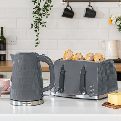 Russell Hobbs Honeycomb Kettle & 2 Slice Toaster Kitchen Set (Grey)