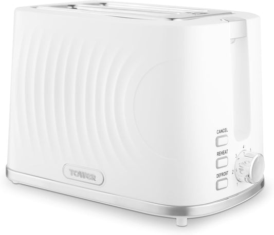 Tower Sonar 2 Slice Toaster with 7 Browning Levels T20090WHT (White)