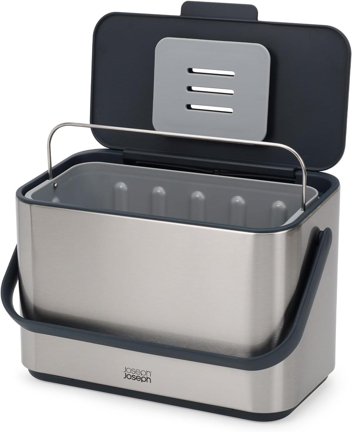 Joseph Joseph Collect 4 Stainless Steel Food Waste Caddy with Odour Filter 30145 - Vibe Home