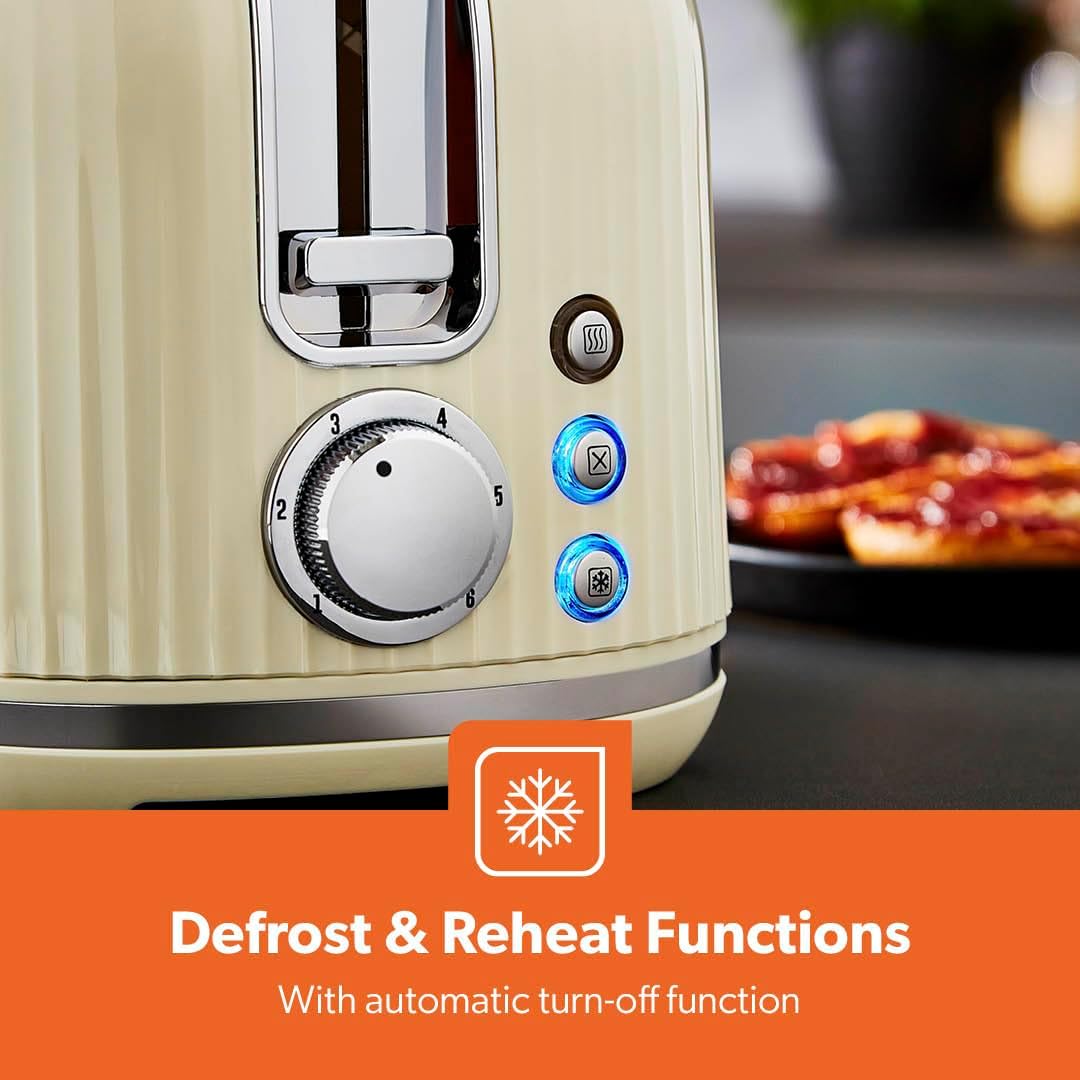 GEEPAS Fluted 2 Slice Toaster GBT36558UK-CR (Cream)