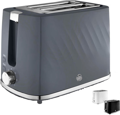 Swan Windsor Kettle, 2 Slice Toaster & Microwave Kitchen Set (Grey)