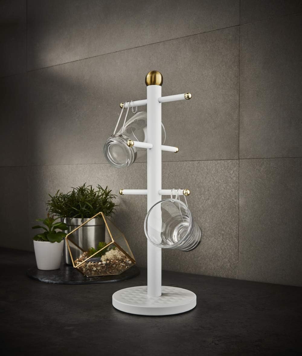 Swan Gatsby Mug Tree & Towel Pole Set SWKA17520WHTN White & Gold