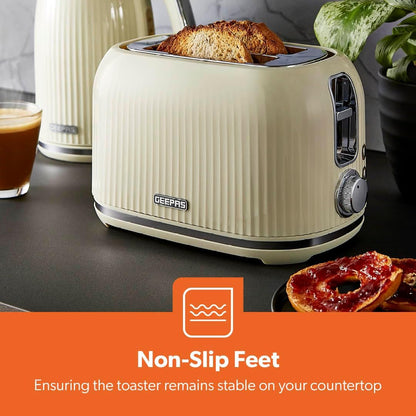 GEEPAS Fluted 2 Slice Toaster GBT36558UK-CR (Cream)