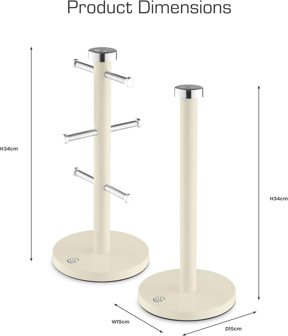 Swan Swan Townhouse Towel Pole & Mug Tree Kitchen Set SWKA18531CN (Cream)