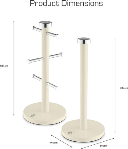 Swan Swan Townhouse Towel Pole & Mug Tree Kitchen Set SWKA18531CN (Cream)