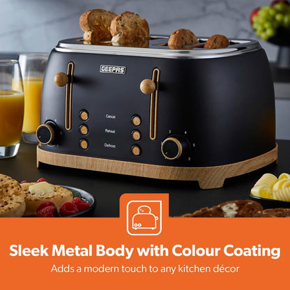 Geepas GEEPAS NordiQ 4 Slice Toaster GBT36561UK-BK (Black)