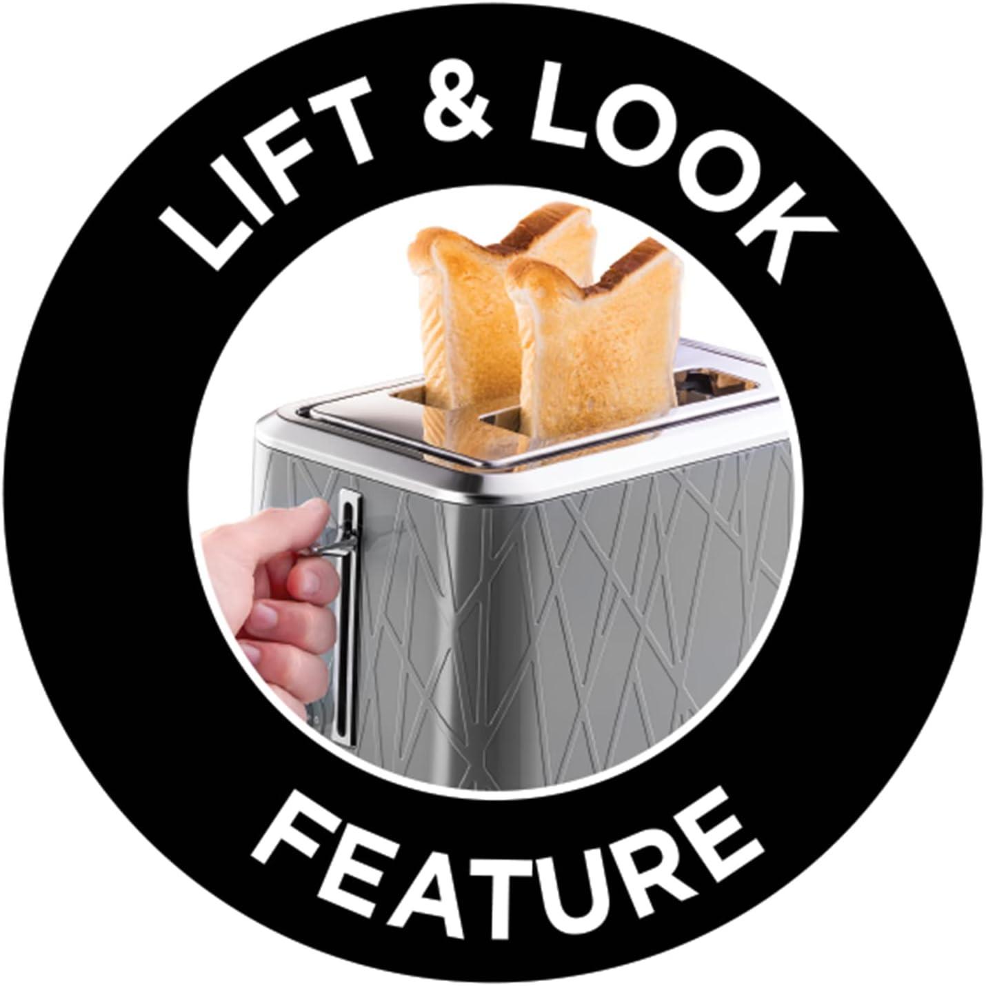 Lift & look feature icon dial showing toast lifting from 2-slice toaster
