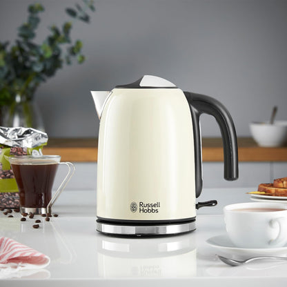 Russell Hobbs Colours Plus Kettle & 2 Slice Toaster Kitchen Set (Cream)