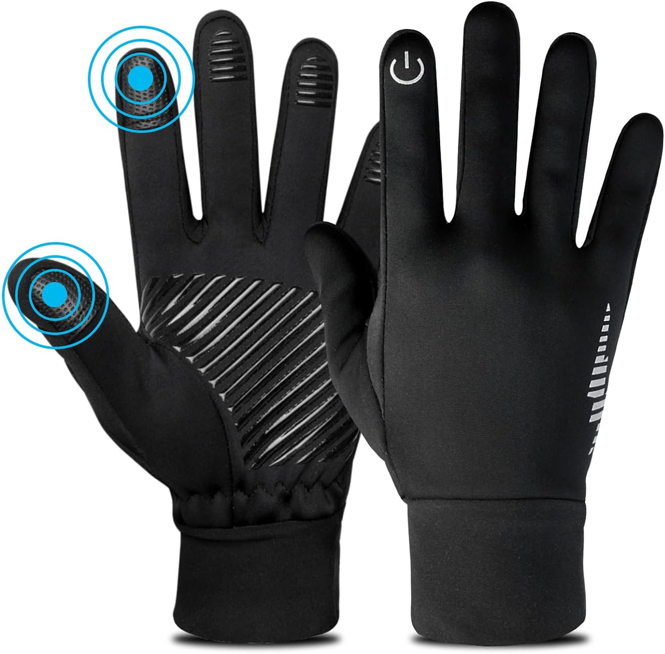 Winter Running Gloves Touch Screen Thermal Warm Black Unisex Sports