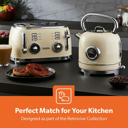 GEEPAS Retrovive 4 Slice Toaster GBT36564UK-CR (Vintage Cream)