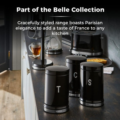 Tower Belle Black Canister Set Noir Steel Canisters T826171NOR