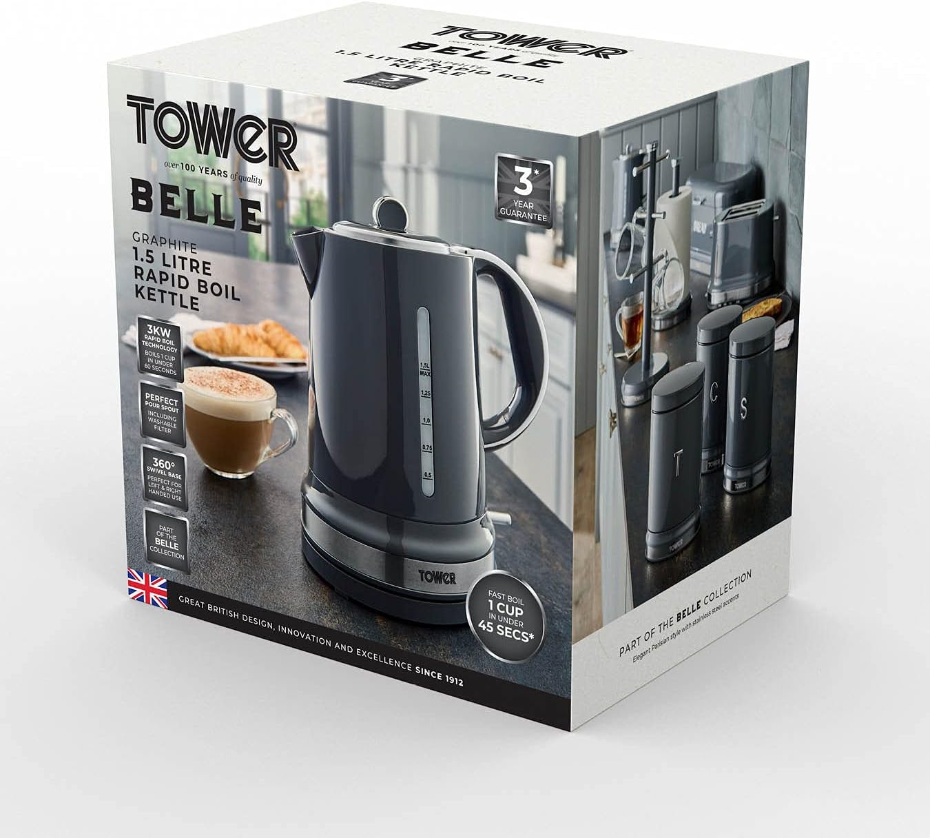 Tower Belle Kettle Rapid Boil T10049GRP (Graphite Grey)