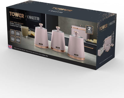 Tower Cavaletto Canister Set Kitchen Jars T826131PNK (Marshmallow Pink)