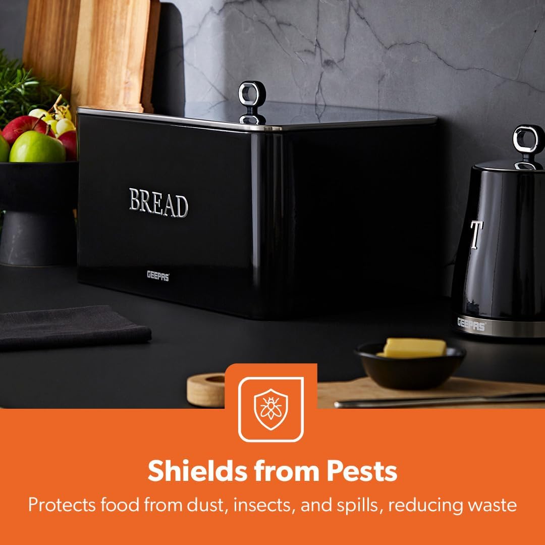 GEEPAS Retrovive 13L Bread Bin GCS63081UK-BK (Black)