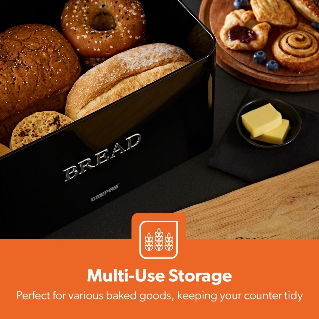 GEEPAS Retrovive 13L Bread Bin GCS63081UK-BK (Black)