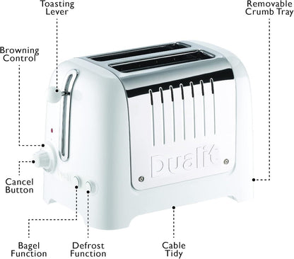 Dualit Lite Jug Kettle & 2 Slice Toaster Kitchen Set (White).
