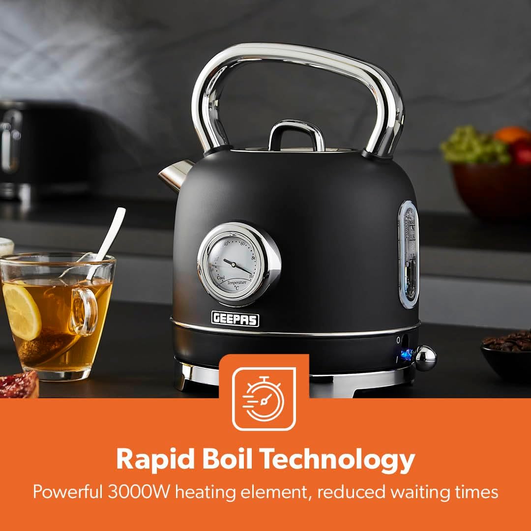 GEEPAS Retrovive Kettle GK38074UK-BK (Black)