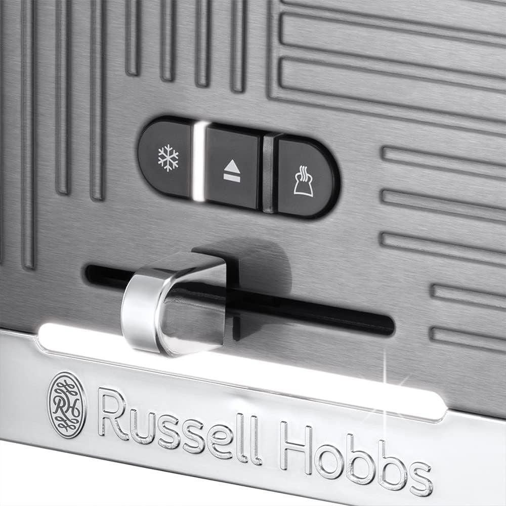 Grey toaster control dial with icons and lever, Russell Hobbs Geo Steel