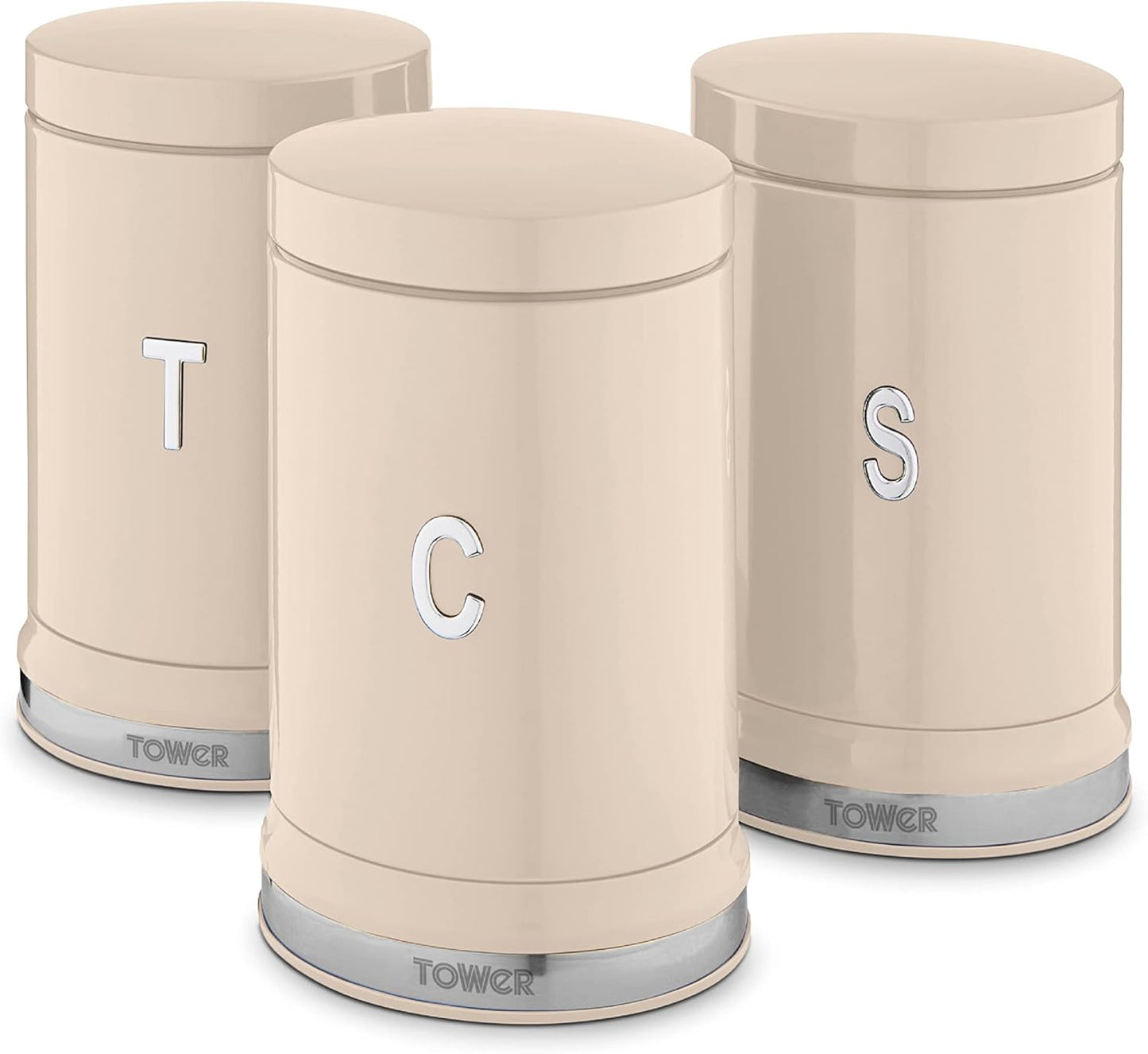 Tower Belle Canisters & Bread Bin Kitchen Set (Chantilly Cream)