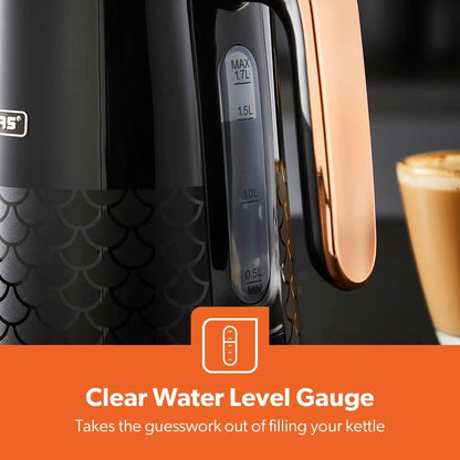 GEEPAS Aurora Kettle GK38076UK-BK (Black & Rose Gold)