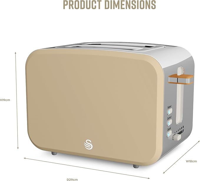 Swan Nordic 2 Slice Toaster with Wood Effect Accents ST14610OAT (Oatmeal)