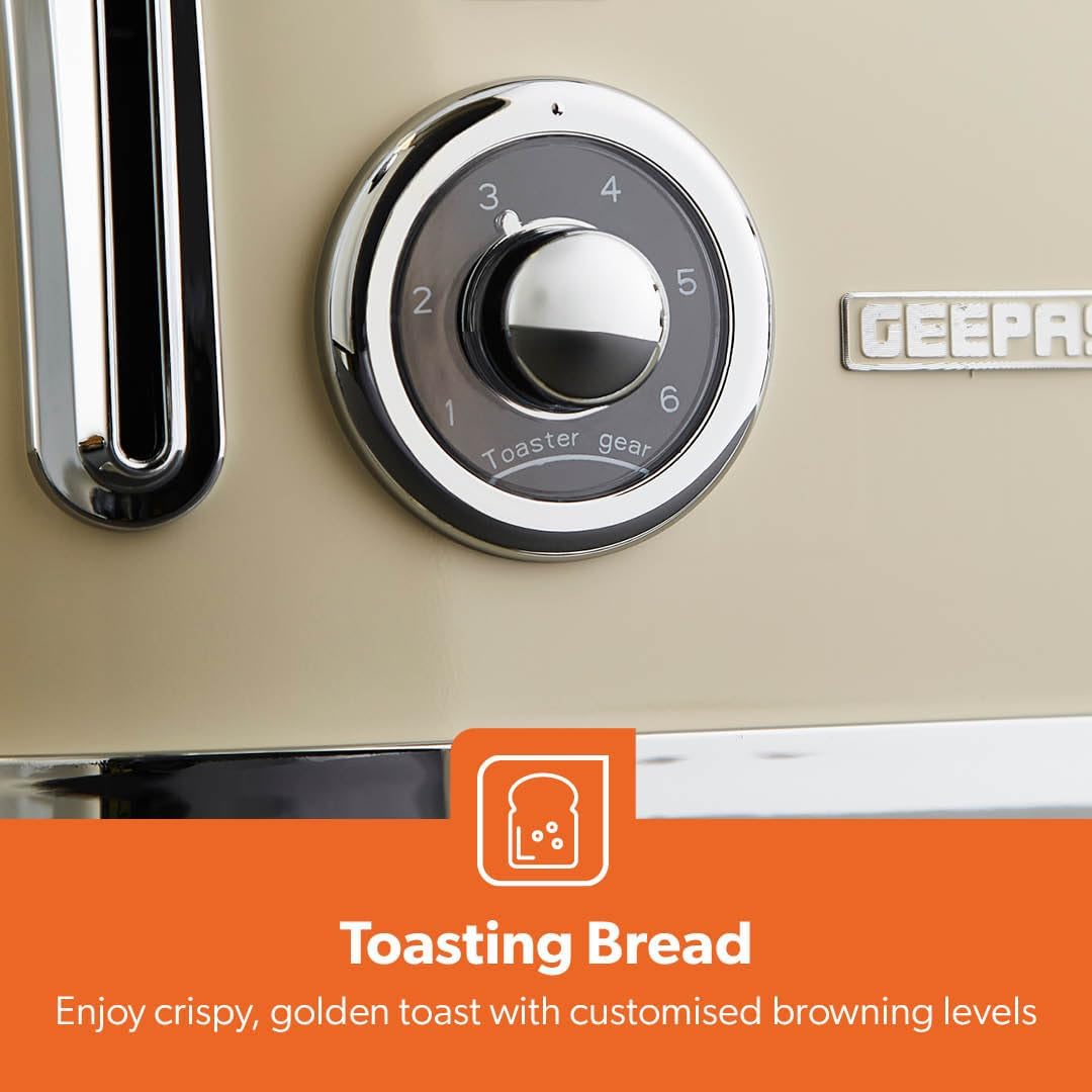 GEEPAS Retrovive 4 Slice Toaster GBT36564UK-CR (Vintage Cream)