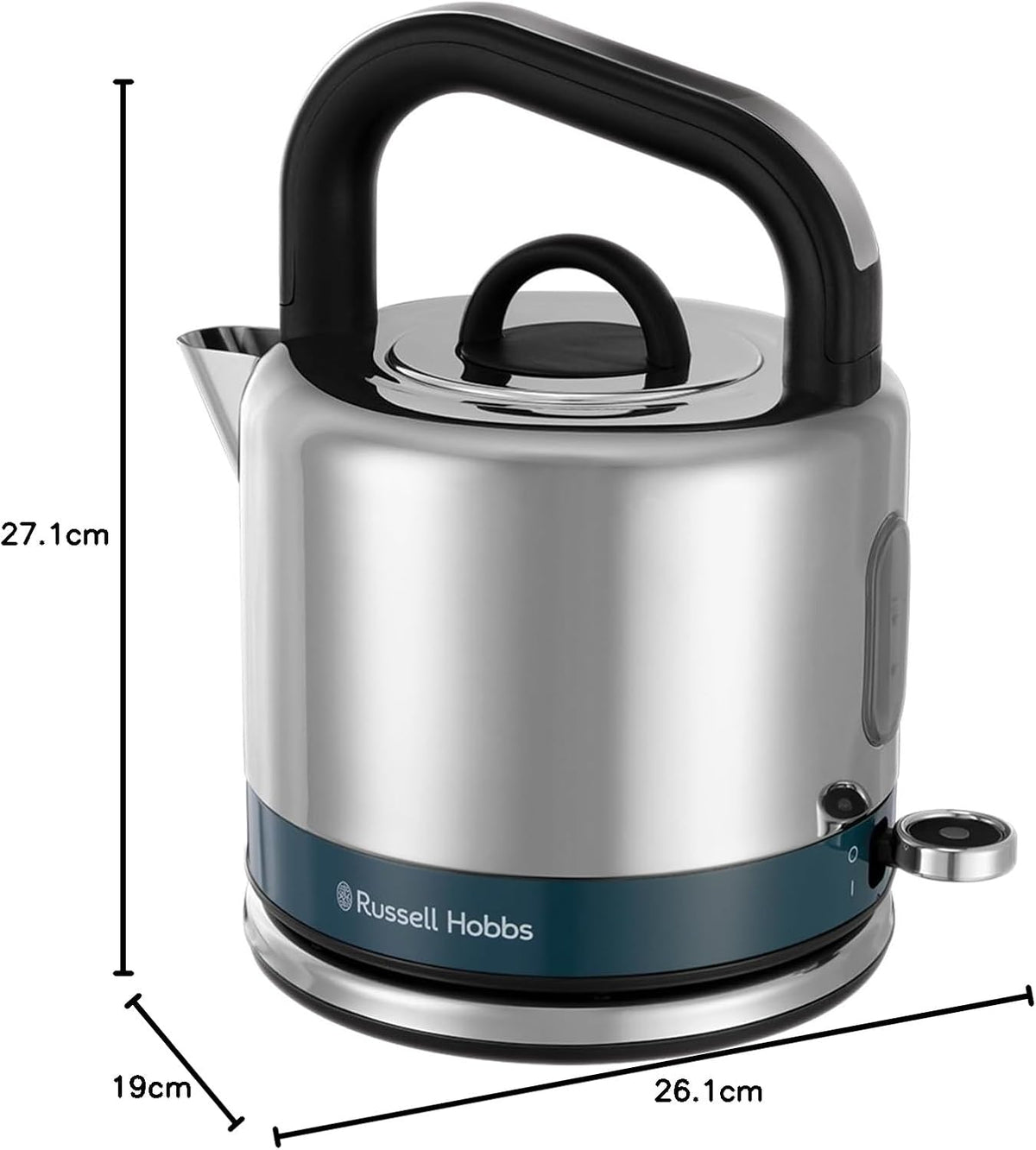 Russell Hobbs Distinctions Pyramid Kettle, 2 Slice Toaster & Microwave Kitchen Set (Ocean Blue)