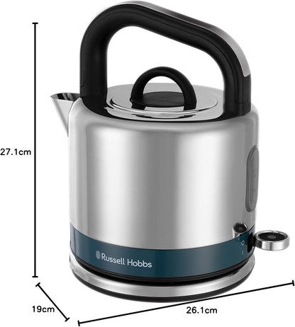 Russell Hobbs Distinctions Pyramid Kettle, 2 Slice Toaster & Microwave Kitchen Set (Ocean Blue)