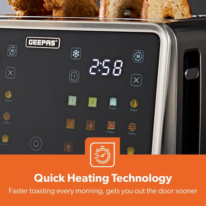 GEEPAS 5-in-1 Digital 4 Slice Toaster 1770W GBT36569UK (Silver)