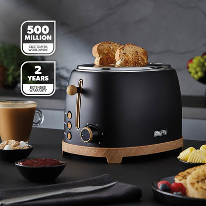 GEEPAS NordiQ 2 Slice Toaster GBT36560UK-BK (Black)