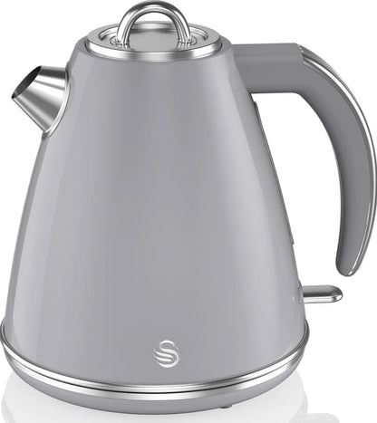 Swan Grey Kitchen Set Kettle 2 Slice Toaster Bread Bin Canisters Mug Tree Towel Pole Retro Bundle