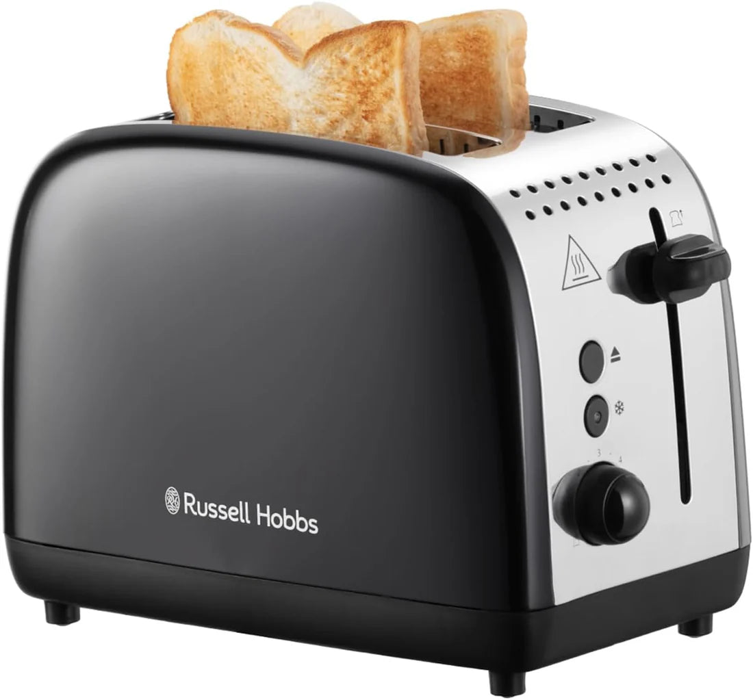 Russell Hobbs Classic Colours Kettle & 2 Slice Toaster Kitchen Set (Black)