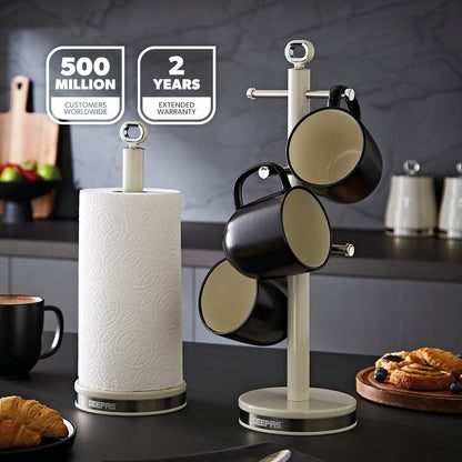 GEEPAS Retrovive Mug Tree & Towel Pole Set GCS63083UK-CR (Cream)