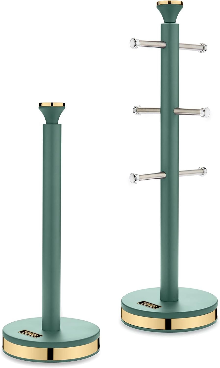 Tower Cavaletto Jade Green Canisters, Towel Pole & Mug Tree Kitchen Set