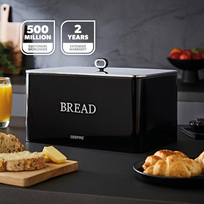 GEEPAS Retrovive 13L Bread Bin GCS63081UK-BK (Black)