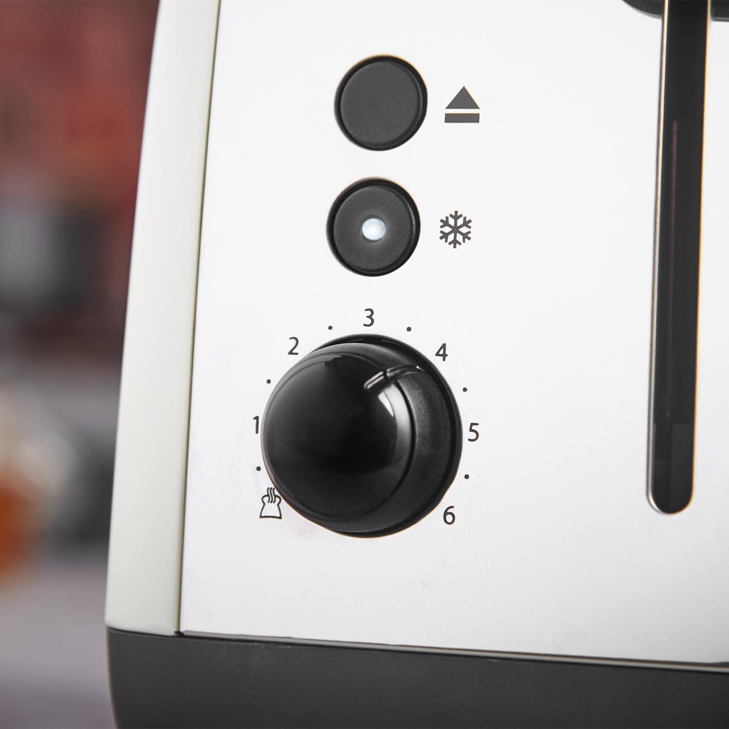 Jasmine cream toaster control panel with browning dial and function buttons.