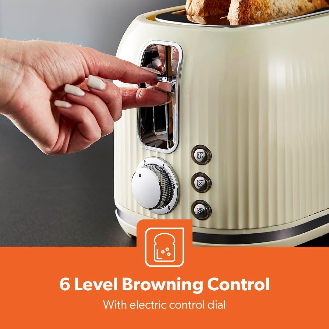 GEEPAS Fluted 2 Slice Toaster GBT36558UK-CR (Cream)